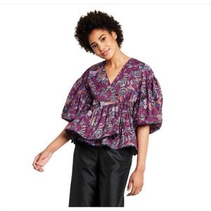 KIKA VARGAS BALLOON SLEEVED BLOUSE NWT
